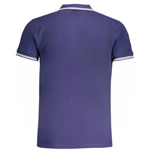 Cavalli Class Polo-Shirt mit Kontrastkragen in Weiß und Logo in Navy Blau