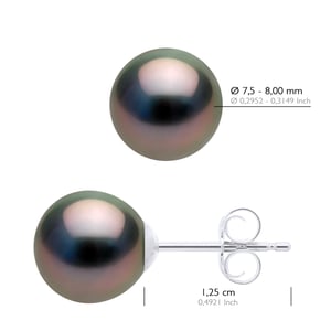 Ohrringe Weißgold 375 - echte Tahiti-Zuchtperlen halbrund 7,5-8 mm