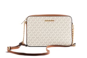 Michael Kors Damen Jet Set Große East West Saffiano Leder Umhängetasche (Vanilla Signature)