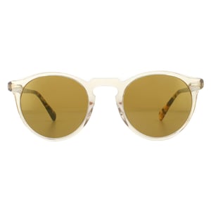 Oliver Peoples Runde Herren Sonnenbrille in Buff und Dunkel Schildpatt mit Goldspiegelglas