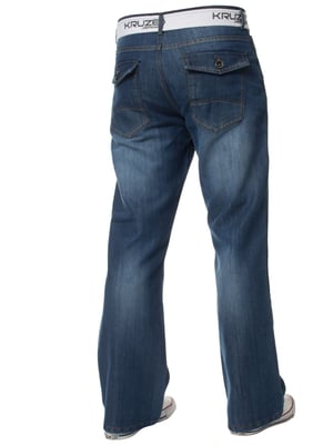 Kruze Herren Bootcut Denim Jeans