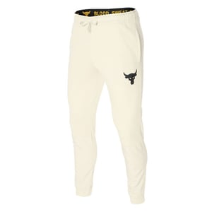 Under Armor Project Rock Mens Beige Terry Trackhose