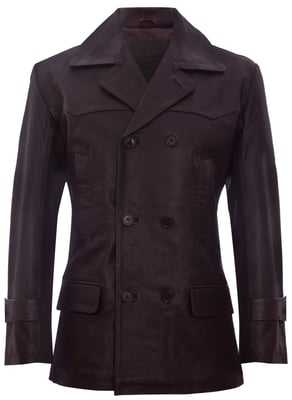 Kuhfell Dr. Who Naval German Pea Coat Lederjacke