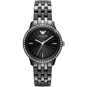 Emporio Armani AR1478 Damen Ceramica Schwarz Kristall Uhr