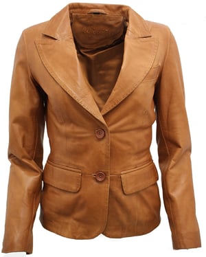 Damen-Blazerjacke aus Leder mit 2 Knöpfen – Newport