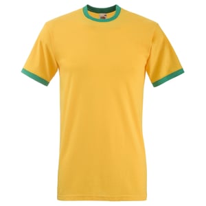 Fruit Of The Loom Herren Ringer T-Shirt (Sonnenblume/Kelly Grün)