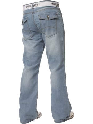Kruze Herren Bootcut Denim Jeans