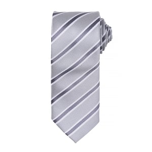 Premier Mens Waffle Stripe Formal Business Tie (2er-Pack) (Silber/Dunkelgrau)