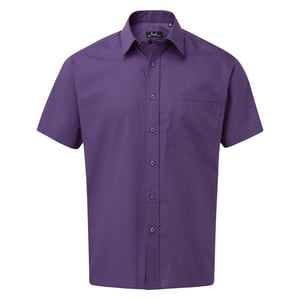 Premier Herren Popelin-Hemd, kurzärmlig (Violett)
