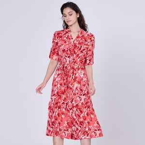 Klassisches Hemdblusenkleid mit abstraktem Print