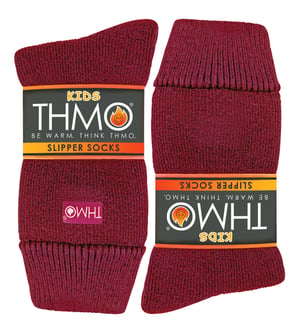 Kinder Hausschuh Socken mit Greifern | THMO | Dick & warm Komfort Loose Top Non Slip Thermal Socken - Fuchsia