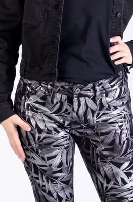 Laura Damenhosen Schwarz/Silber Skinny Fit