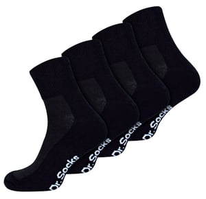 Herren Bamboo Diabetiker Knöchelsocken | Dr.Socks | Extra Wide Trainer Socken in Schwarz & Weiß - Schwarz