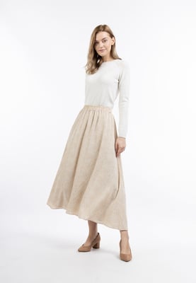 Dreimaster Maxirock Damen Hellbeige Weiss