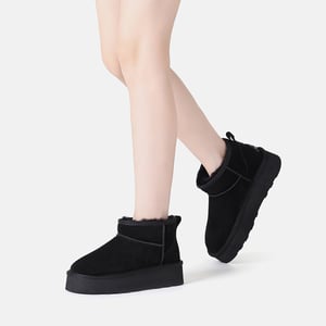 EVER AU Damen Heron Ultra Mini Plateaustiefel - Schwarz