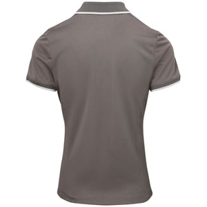 Premier Womens/Ladies Contrast Coolchecker Polo Shirt (Dunkelgrau/Silber)