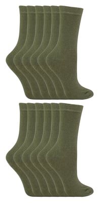 12 Paar Multipack Kinder Baumwolle bunte Casual Socken | Socken Snob | Plain Kleid Socken für Jungen & Mädchen - Khaki