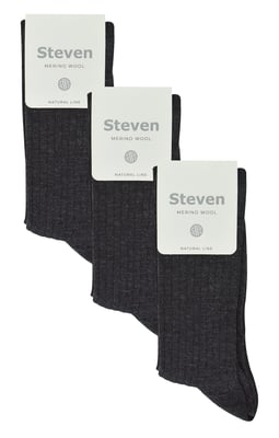3 Paar Damen Original Merinowollsocken | Steven | Atmungsaktive dicke warme Stiefelsocken - Dunkelgrau