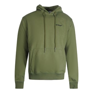 Off-White Helvetica Logo Slim Fit Grüner Kapuzenpullover
