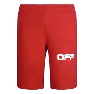 Off-White Airport Tape Design Rote Sweatshorts