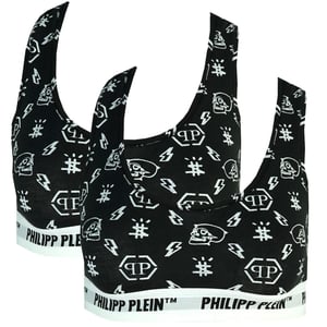 Philipp Plein Symbole Logo Schwarz Unterwäsche Sport-BH Zwei-Pack