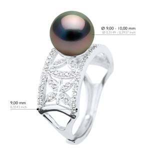 Ringschmuck - Echte Tahiti-Zuchtperle, rund 9-10 mm