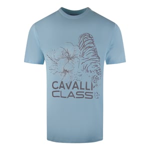 Cavalli Class Blumentiger-Design Hellblaues T-Shirt