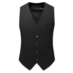 Slim Fit Einfarbige Modeweste Schwarz
