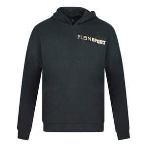 Plein Sport Block Logo auf Brust Schwarz Hoodie