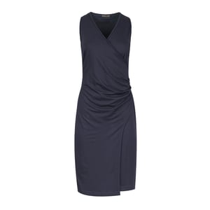 Ärmelloses Kleid in Wickeloptik in Marineblau