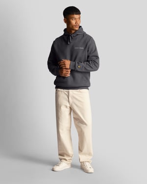 Lyle & Scott - Sweat � capuche brod� en gris fonc�