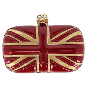 Alexander McQueen Britannia Skull Box Clutch Tasche aus rotem Lackleder