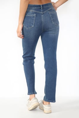 Damen Magic Shaping High Waisted Straight Leg Jeans in Blau