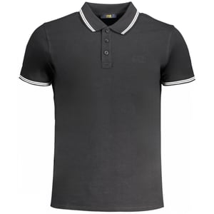Cavalli Class Polo-Shirt in Schwarz mit weißem Kragen und toned Logo