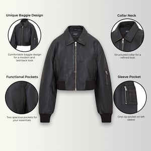 Übergroße Damen-Bomberjacke MA-1 aus Leder
