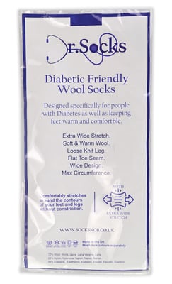 Herren Wolle Diabetiker Socken in Schwarz | Dr.Socks | Extra breite gerippte nahtlose Merino-Wolle Socken - Schwarz