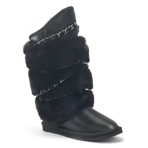 Hohe schwarze Satinstiefel „Atilla“