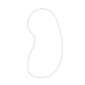 Halskette – Lange Halskette, echte Süßwasser-Zuchtperlen, halbrund, 6–7 mm