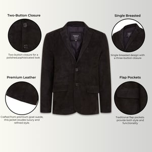 Schwarze schmale italienische Blazerjacke aus Ziegenwildleder für Herren - Somero