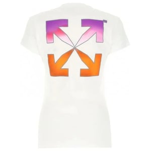 Off-White T-Shirt mit Farbverlaufspfeilen und Logo in schmaler Passform in Weiss