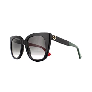 Gucci Katzenaugen Damen Schwarz mit Rot und Grün braunem Farbverlauf Sonnenbrille GG0163SN