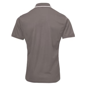 Premier Mens Contrast Coolchecker Polo Shirt (Dunkelgrau/Silber)