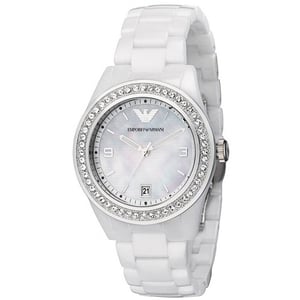 Emporio Armani AR1426 Weiß Damen Ceramica Uhr