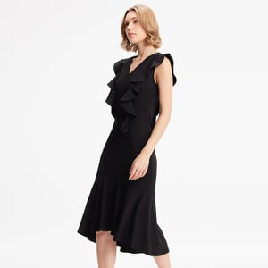 Jerseykleid mit breiten Rüschen