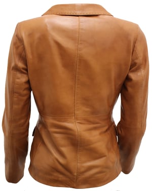 Damen-Blazerjacke aus Leder mit 2 Knöpfen – Newport