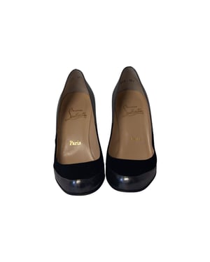 Christian Louboutin Metallic Wedge-Pumps aus grauem Leder