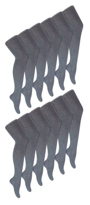 12 Paar Multipack Mädchen Schuluniform Strumpfhosen | Sock Snob | Weiche & bequeme einfache undurchsichtige Strumpfhosen für Kinder - Grau