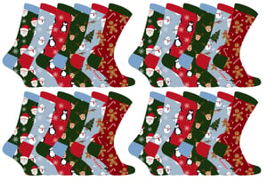 Kinder Weihnachten Socken | Sock Snob | Neuheit Spaß Muster Weihnachtsgeschenk Socken für Jungen & Mädchen - 24 Pack