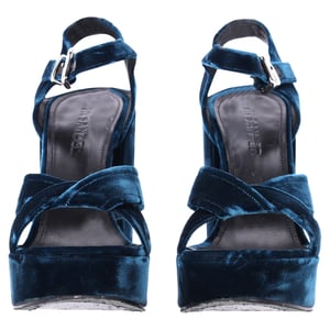 Jil Sander Chunky Sandalenabsätze aus blauem Samt
