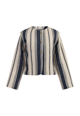 Dreimaster Kurze Blazerjacke Damen Dunkelmarine Wollweisser Streifen